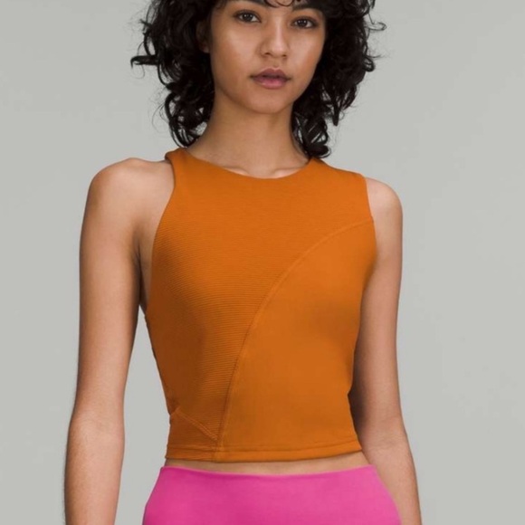 Lululemon Ribbed Asymmetrical Yoga Tank Top in Butternut Brown, Size 4 - Picture 1 of 5